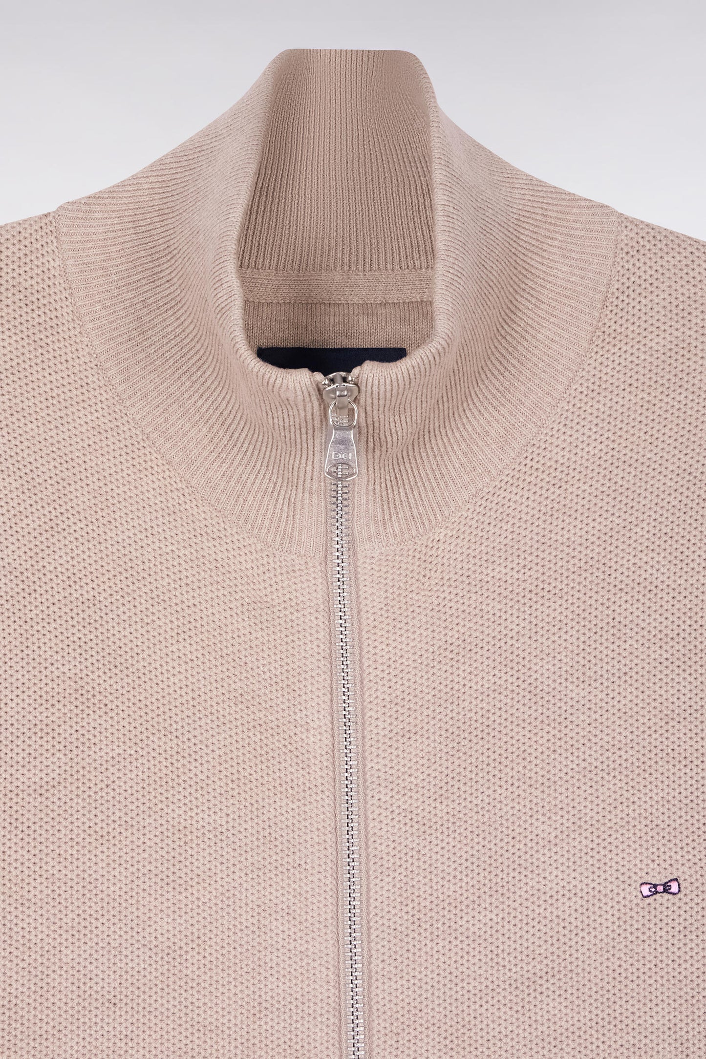 Beige cotton zipped cardigan