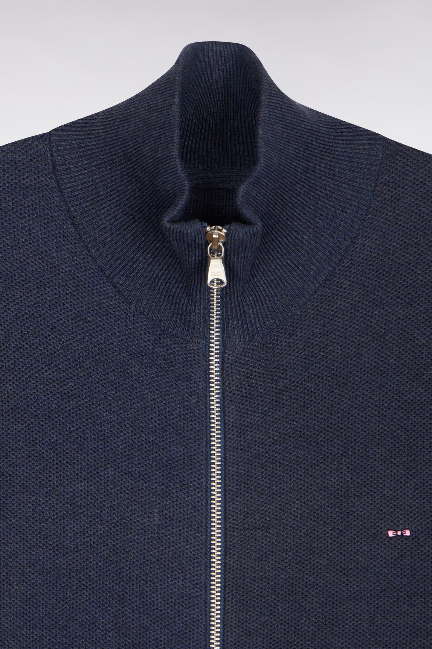 Dark blue cotton zipped cardigan