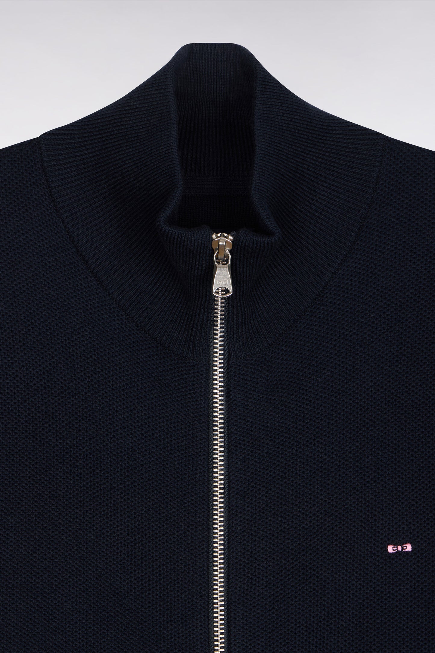 Navy cotton zipped cardigan