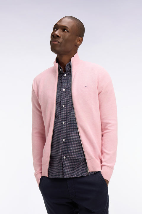 Cardigan zippé en coton rose - Image 3