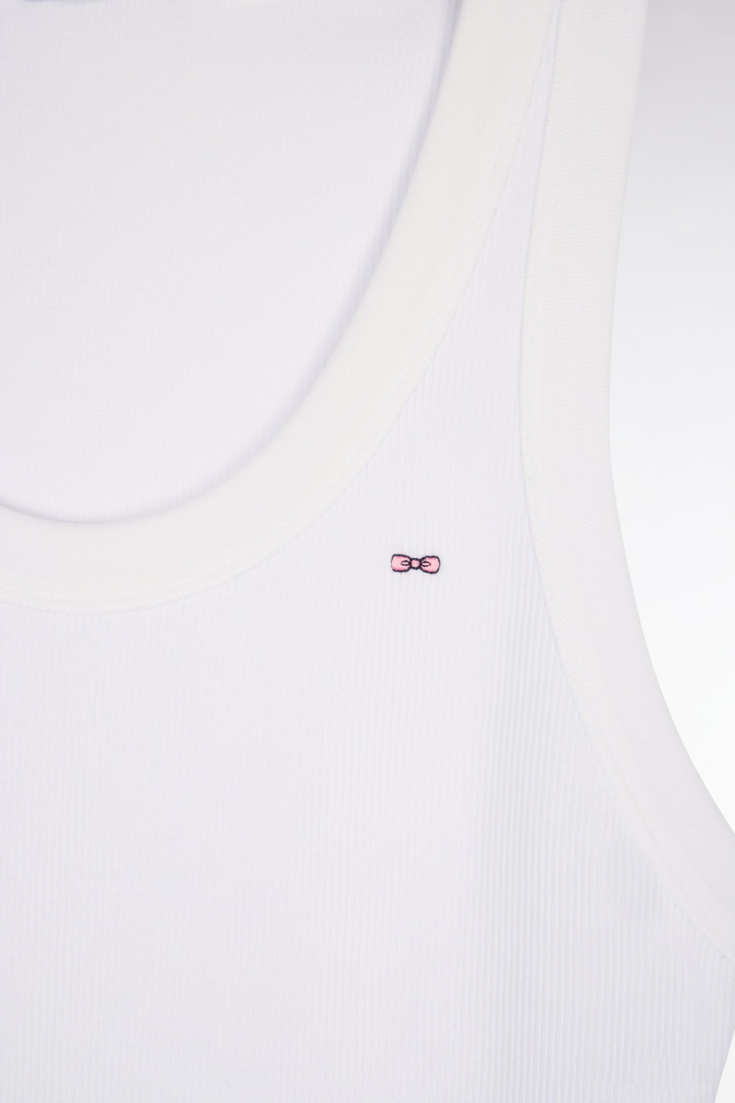 Débardeur côtelé en coton et modal stretch blanc