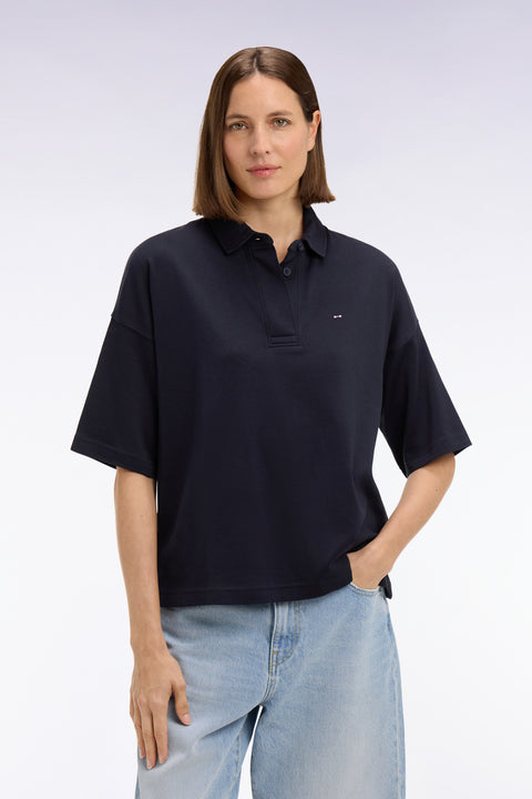 Maillot à manches courtes en coton Pima marine coupe relaxed - Image 3