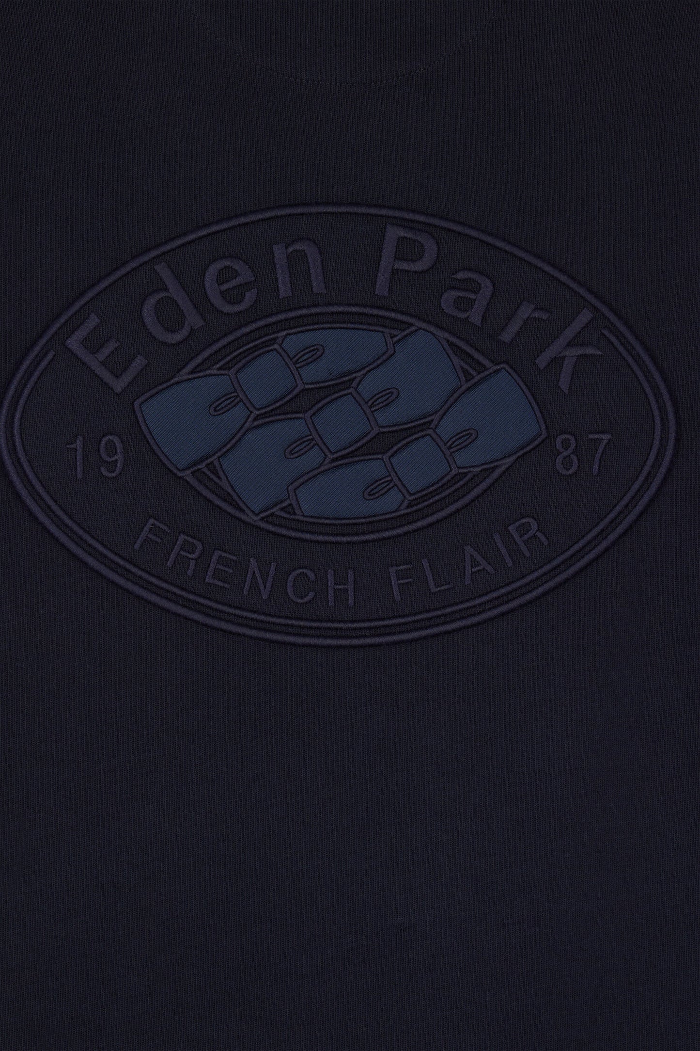 Maillot à manches courtes en jersey coton marine colorblock coupe regular