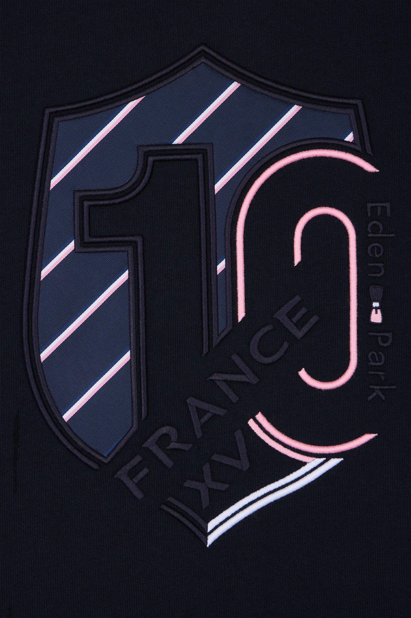 Maillot à manches courtes XV de France en coton marine brodé coupe Regular