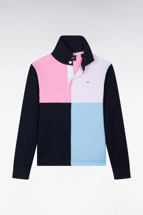 Colorblock Pima Cotton Long Sleeve Rugby Jersey - Image 1