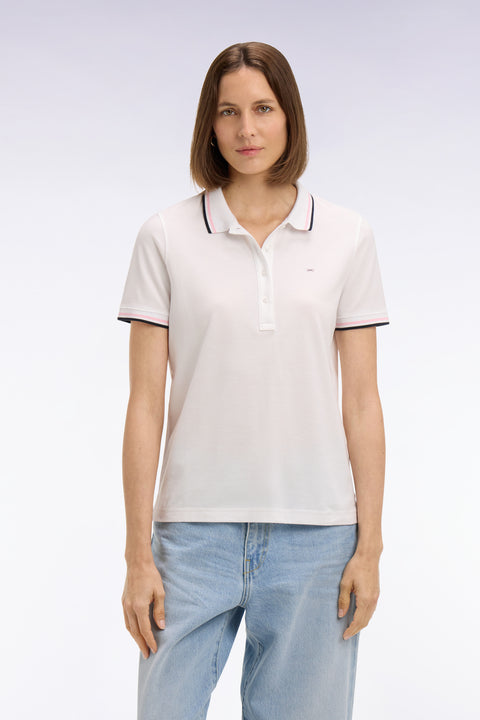 Polo à manches courtes en coton blanc coupe regular - Image 3