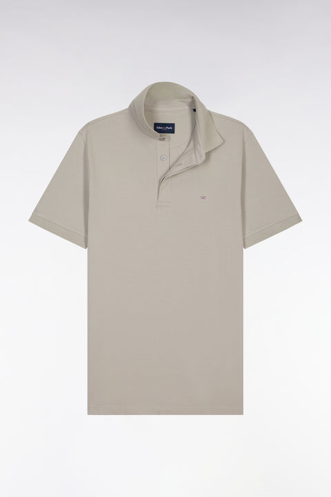 Polo à manches courtes en coton gris coupe slim - Image 2