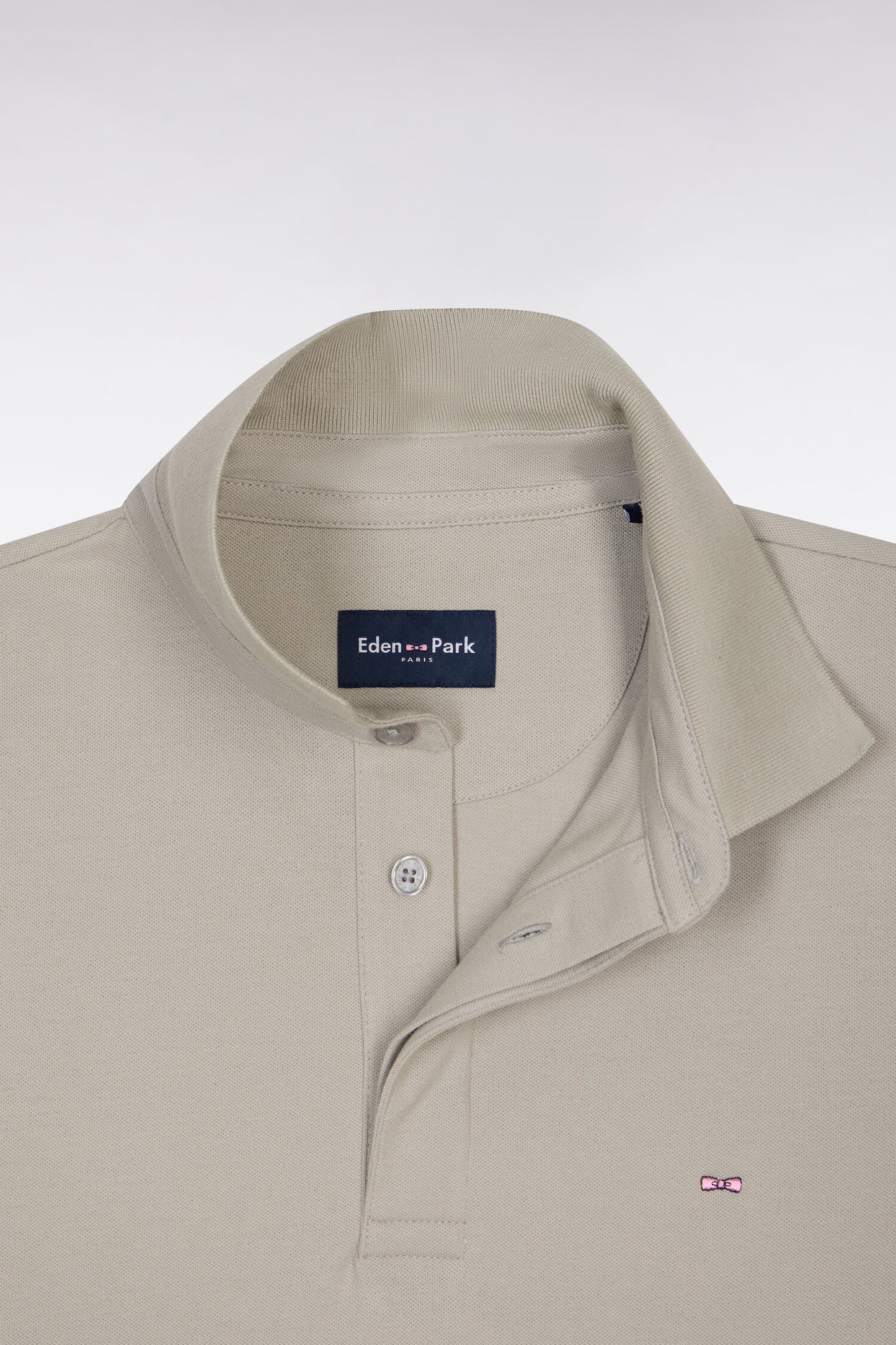 Slim fit gray cotton short sleeve polo shirt