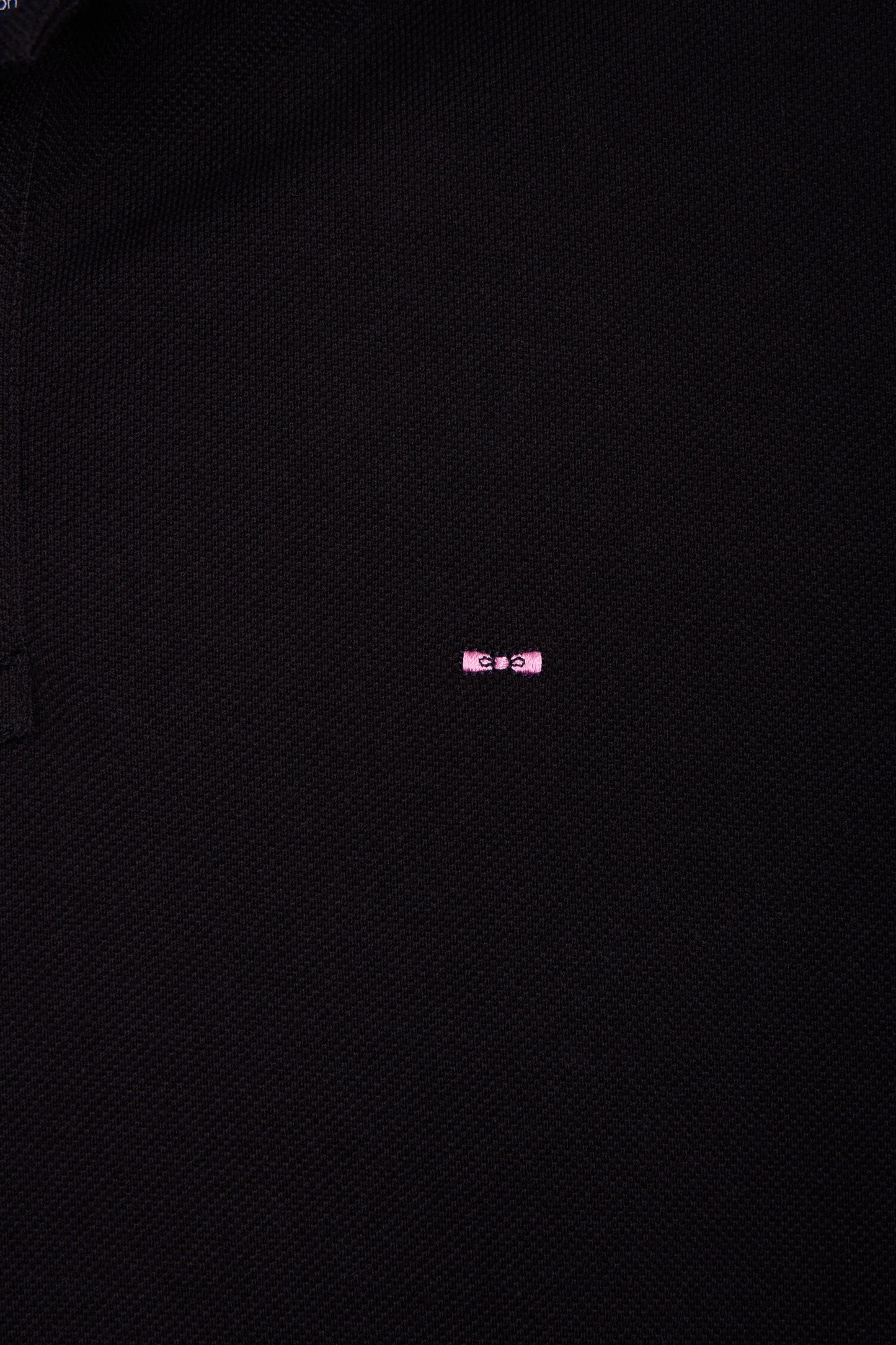 Short-sleeved regular-fit black cotton polo shirt