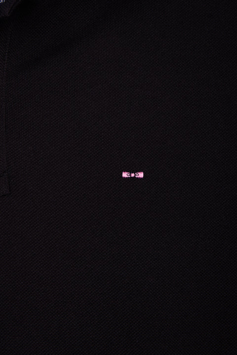 Polo à manches courtes en coton noir coupe regular - Image 2