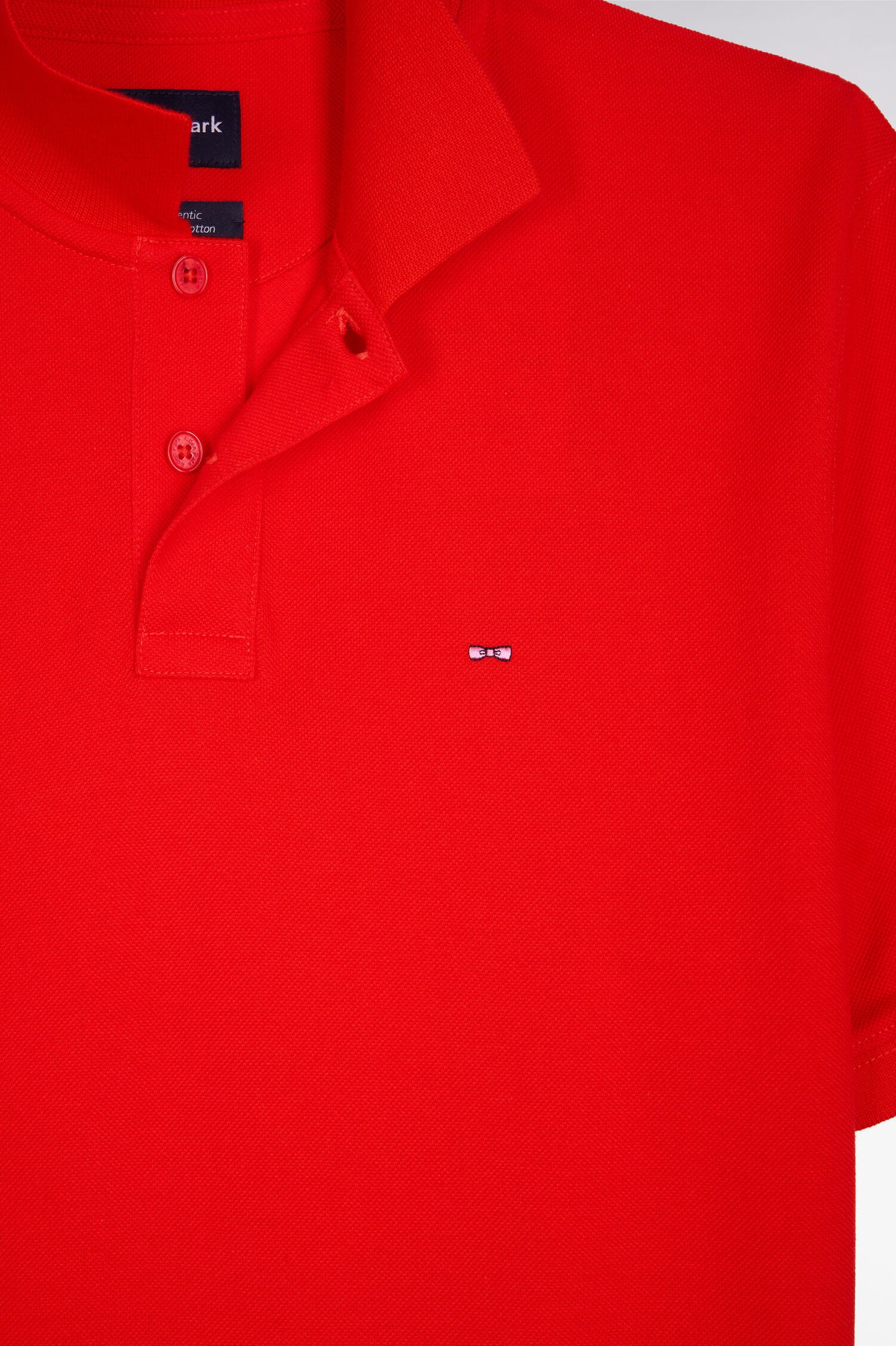 Short-sleeved regular-fit red cotton polo shirt