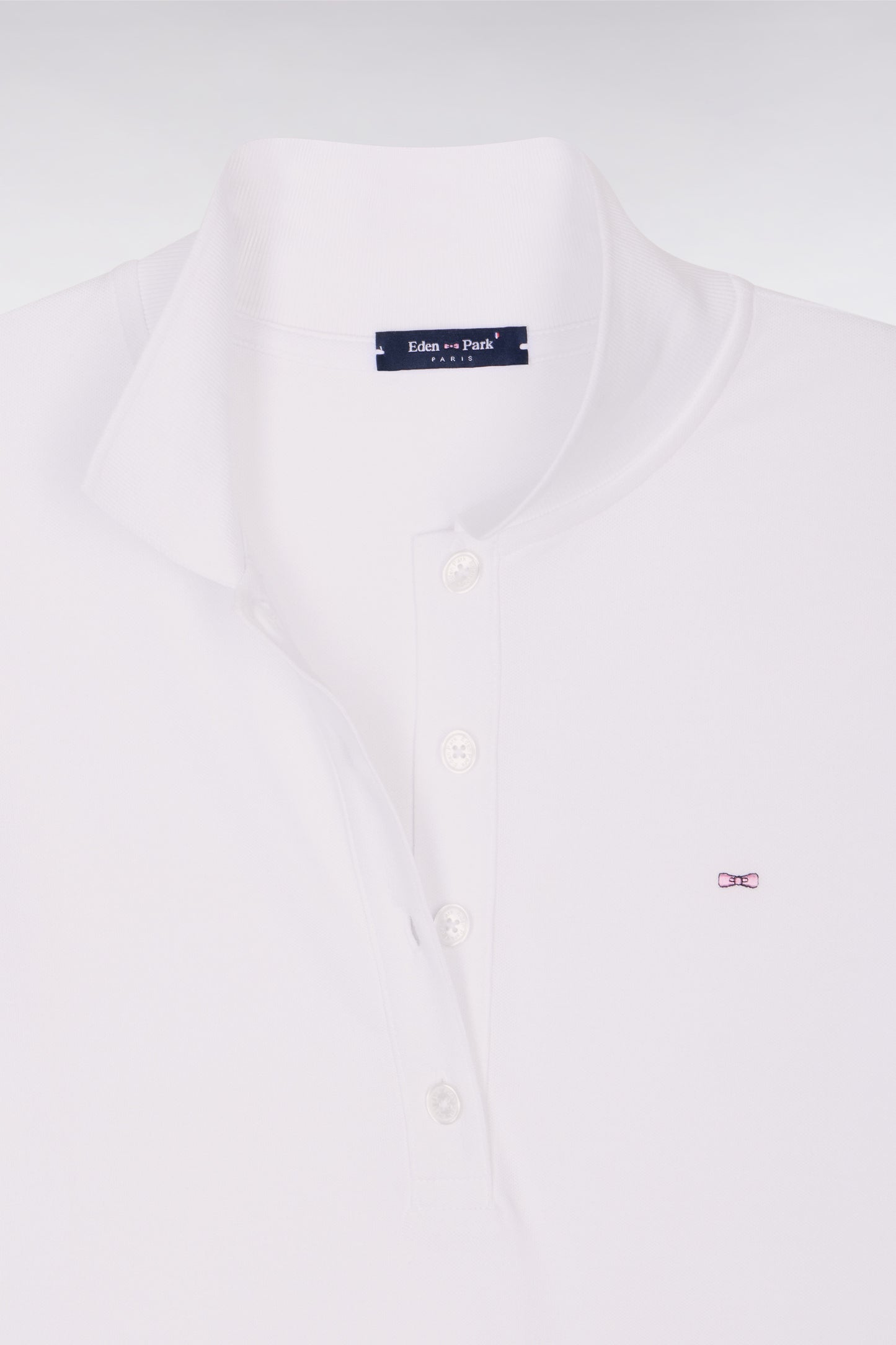 Polo à manches courtes en coton stretch blanc