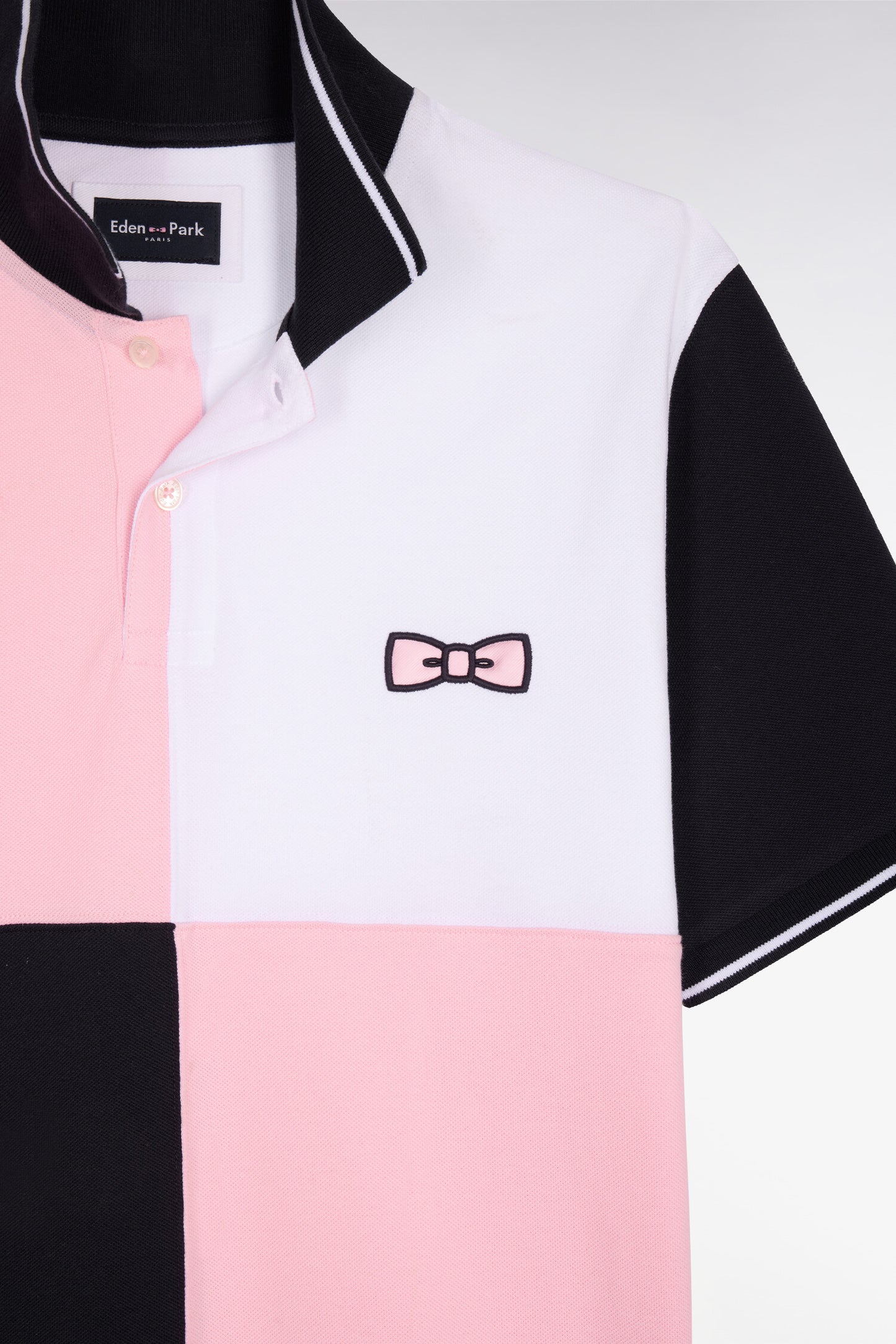 Polo à manches courtes en coton rose à cadrans coupe regular