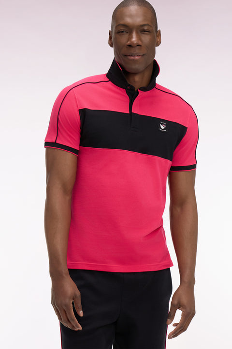 Polo à manches courtes en coton fuchsia et noir New Zealand coupe regular - Image 1
