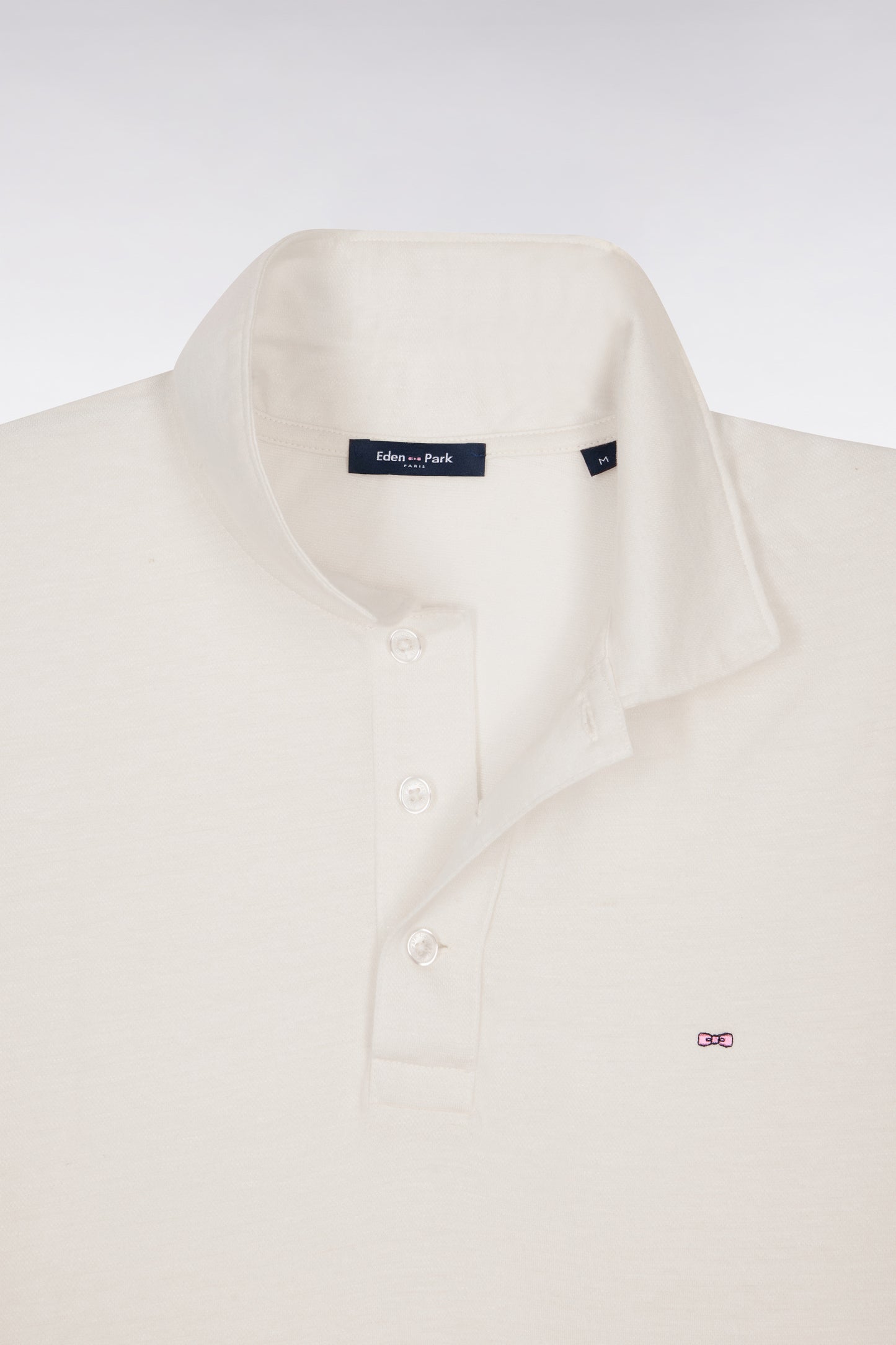Regular fit short sleeve polo shirt in ivory Oxford