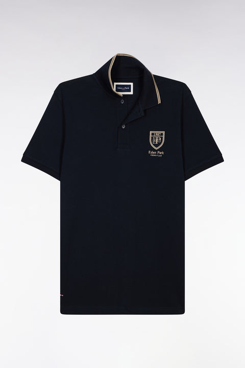 Polo à manches courtes en piqué coton marine écusson EP - Image 2