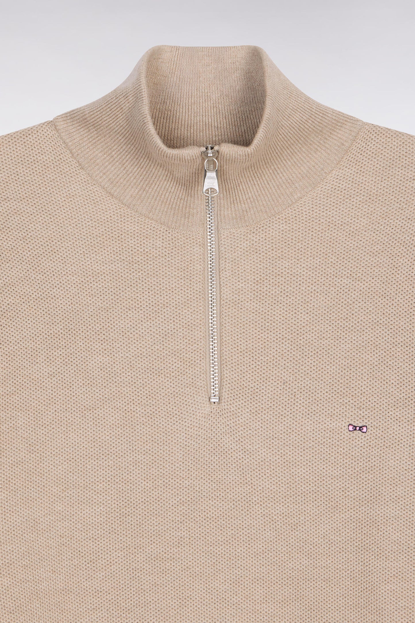 Pull col camionneur en coton beige