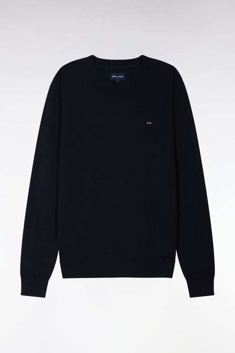 Pull col rond en coton et soie mélangés marine - Image 2