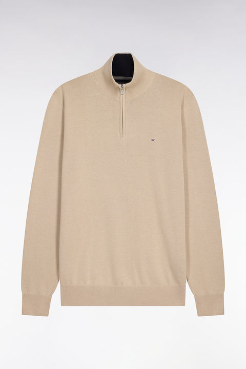 Pull col camionneur en coton beige - Image 2