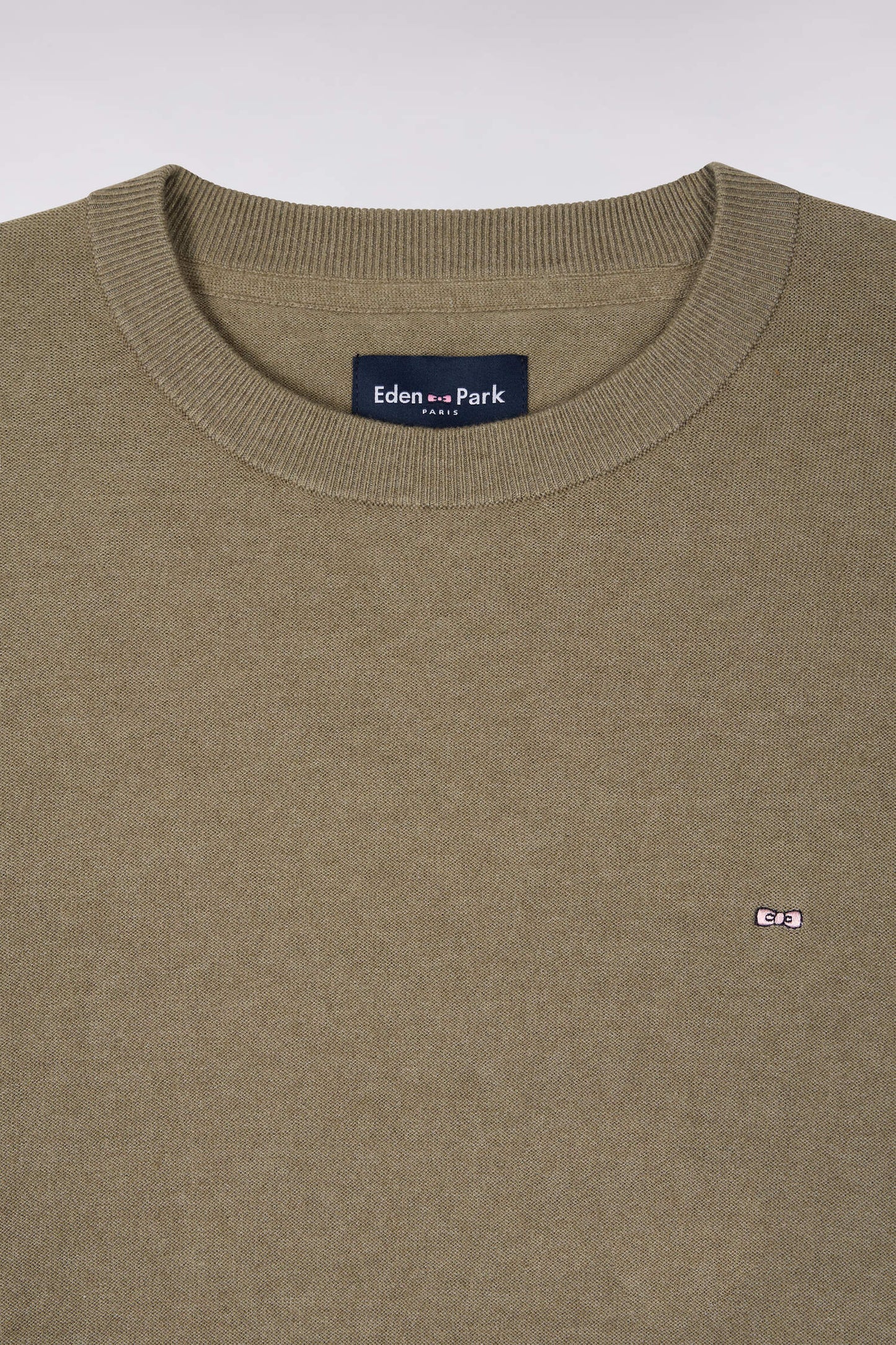Brown cotton and lyocell blend round-neck sweater