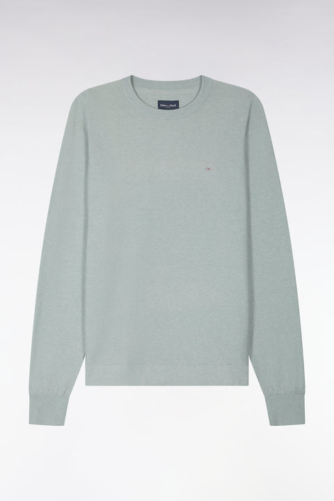 Pull col rond en coton et lyocell mélangés vert d'eau - Image 2