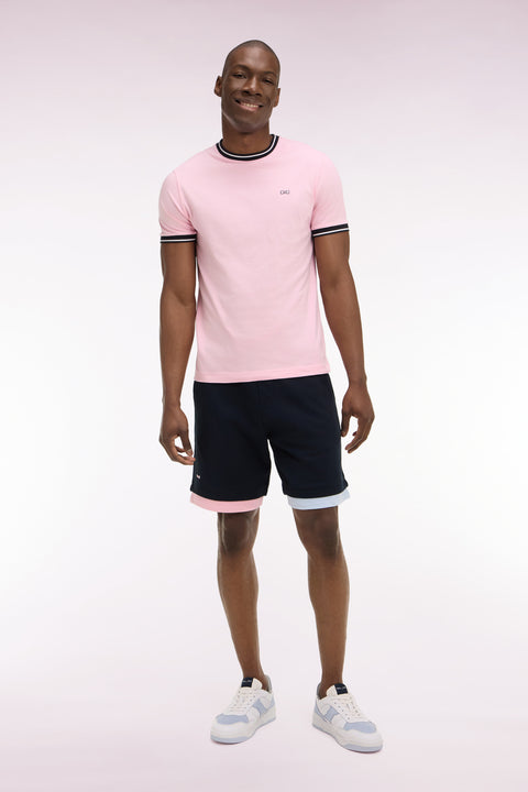 Short en molleton coton marine à bordures contrastées - Image 3