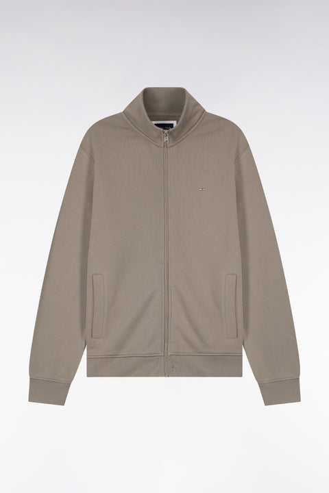 Sweatshirt zippé en molleton coton beige - Image 2