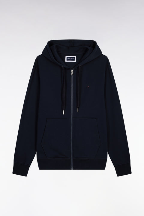 Sweatshirt zippé à capuche en molleton coton marine - Image 2