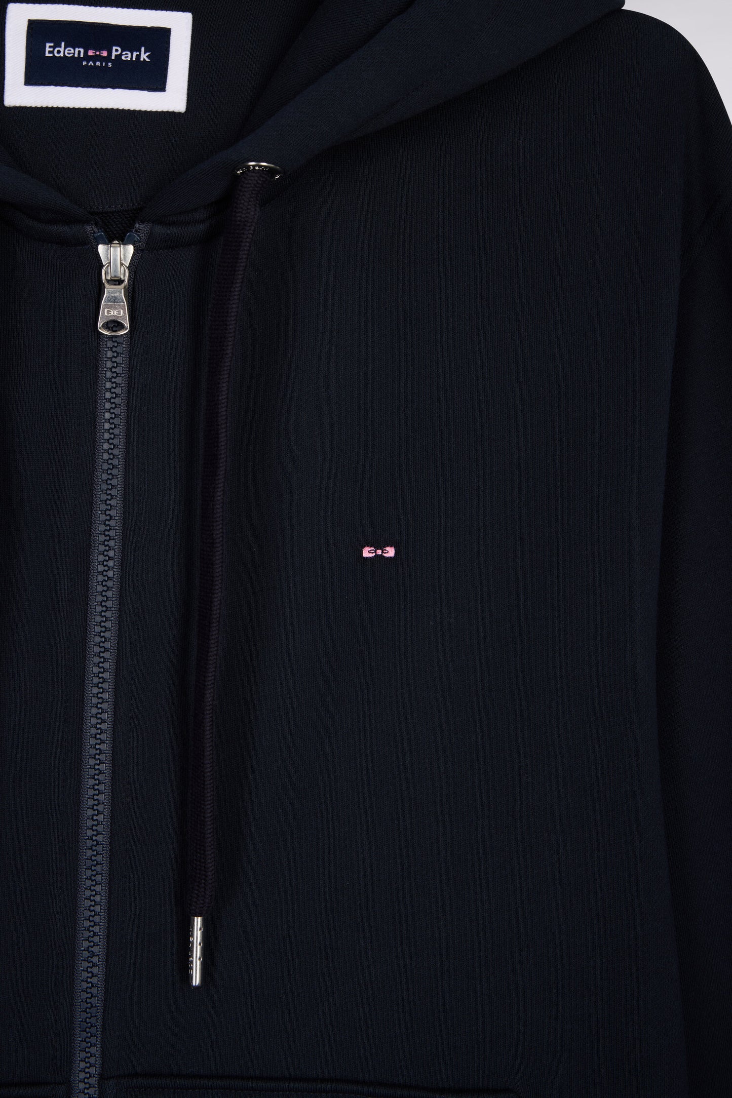 Sweatshirt zippé à capuche en molleton coton marine