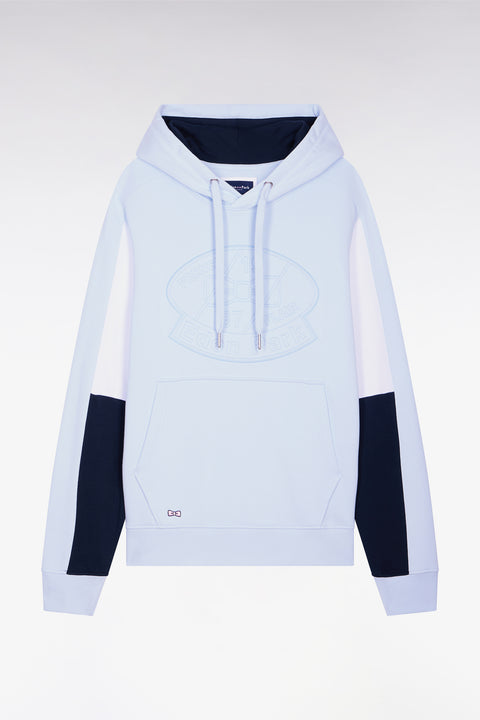 Sweatshirt à capuche en molleton coton bleu ciel brodé - Image 2