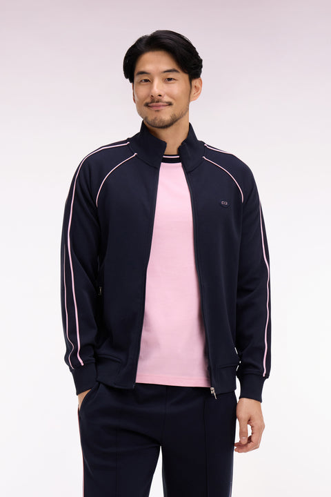 Sweatshirt zippé en interlock marine découpe ruban coupe regular - Image 3