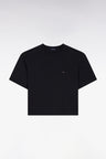 T-shirt à manches courtes en lyocell et coton noir coupe oversized