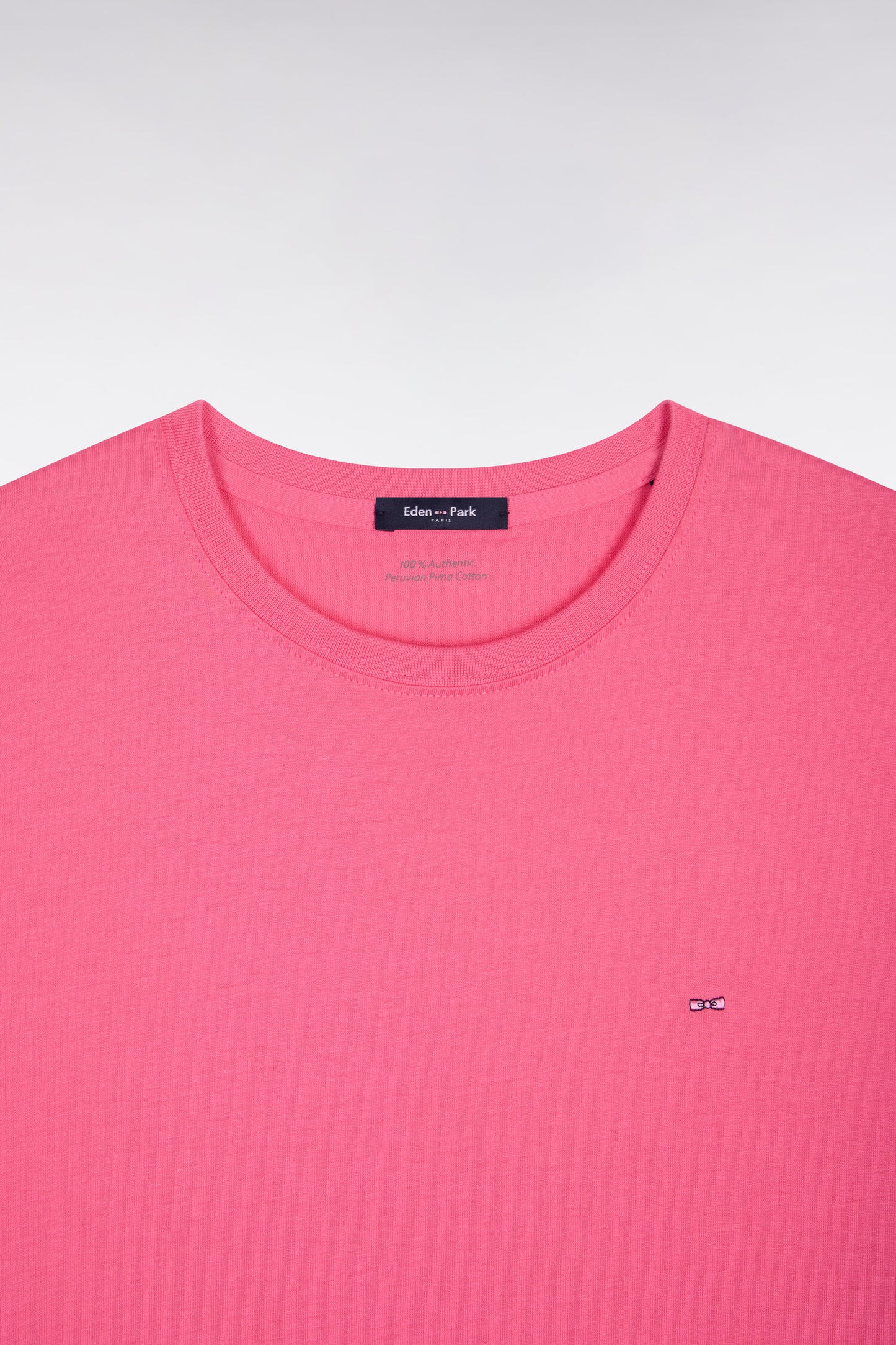T-shirt à manches courtes en coton Pima fuchsia coupe regular