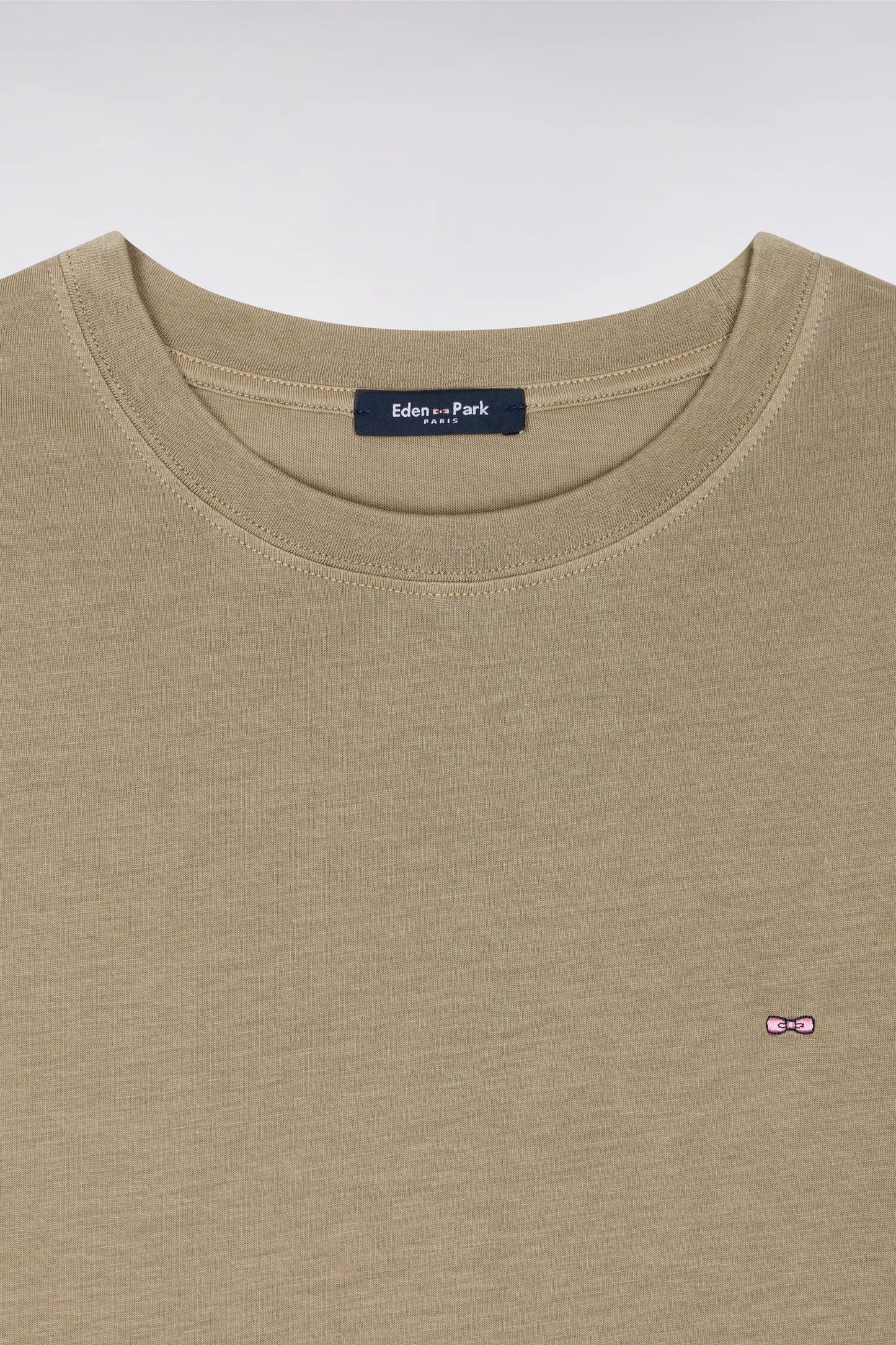 T-shirt à manches courtes en lyocell et coton marron coupe regular