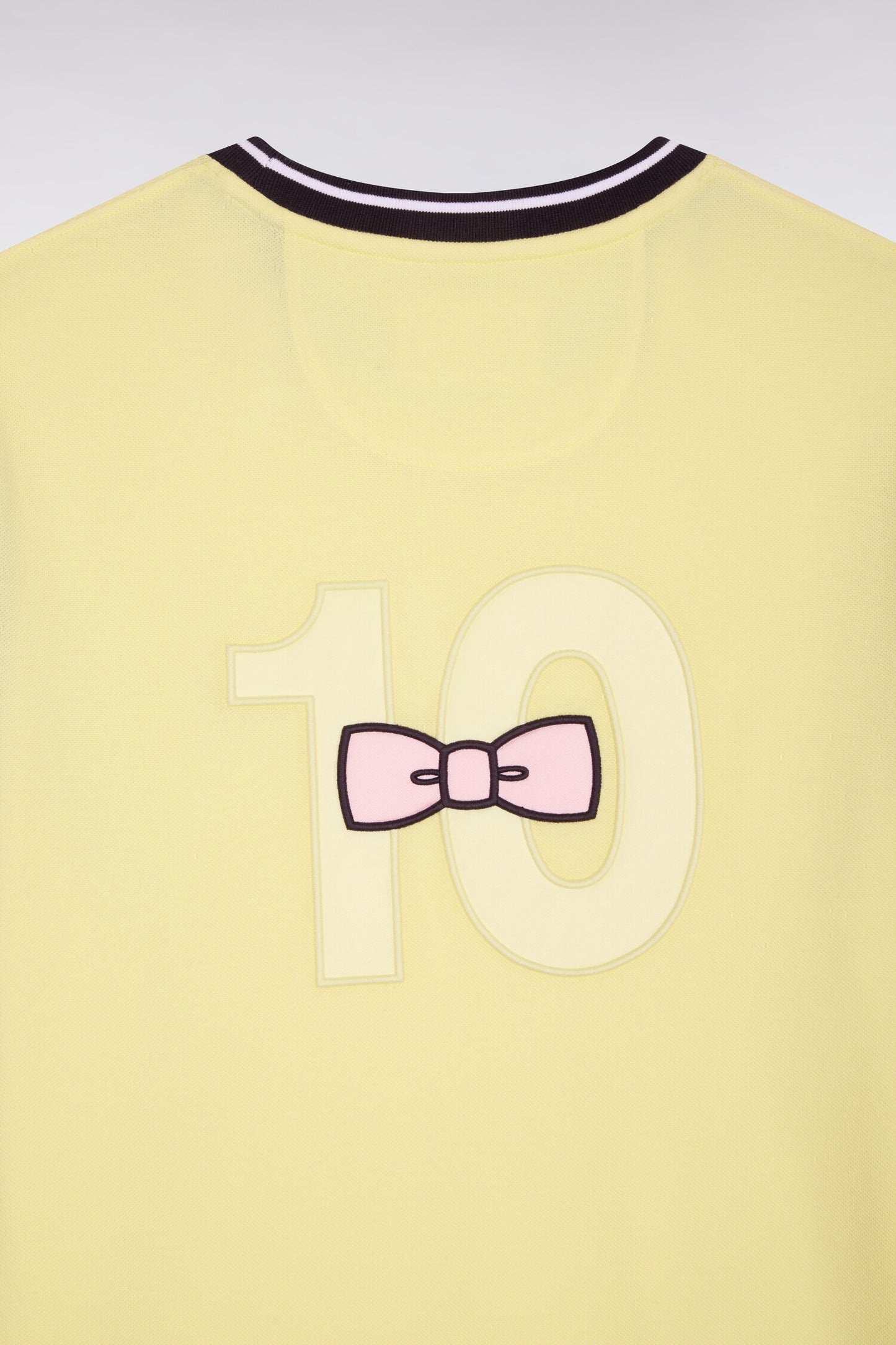 T-shirt à manches courtes en coton jaune bicolore brodé coupe regular