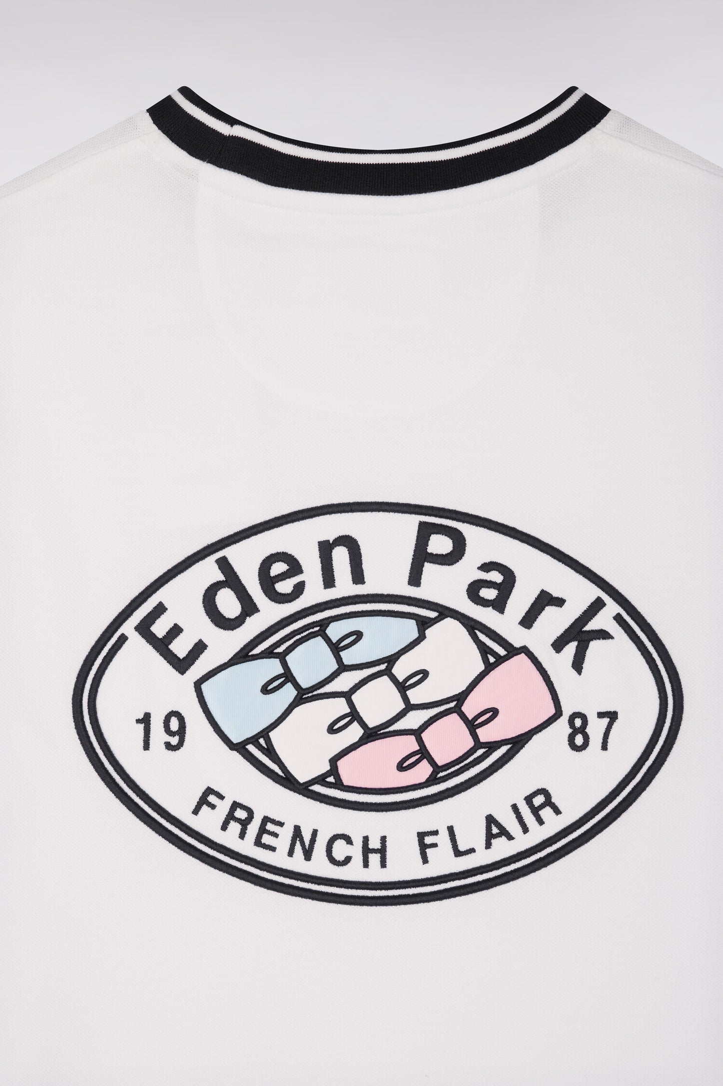 T-shirt à manches courtes en coton blanc brodé coupe regular