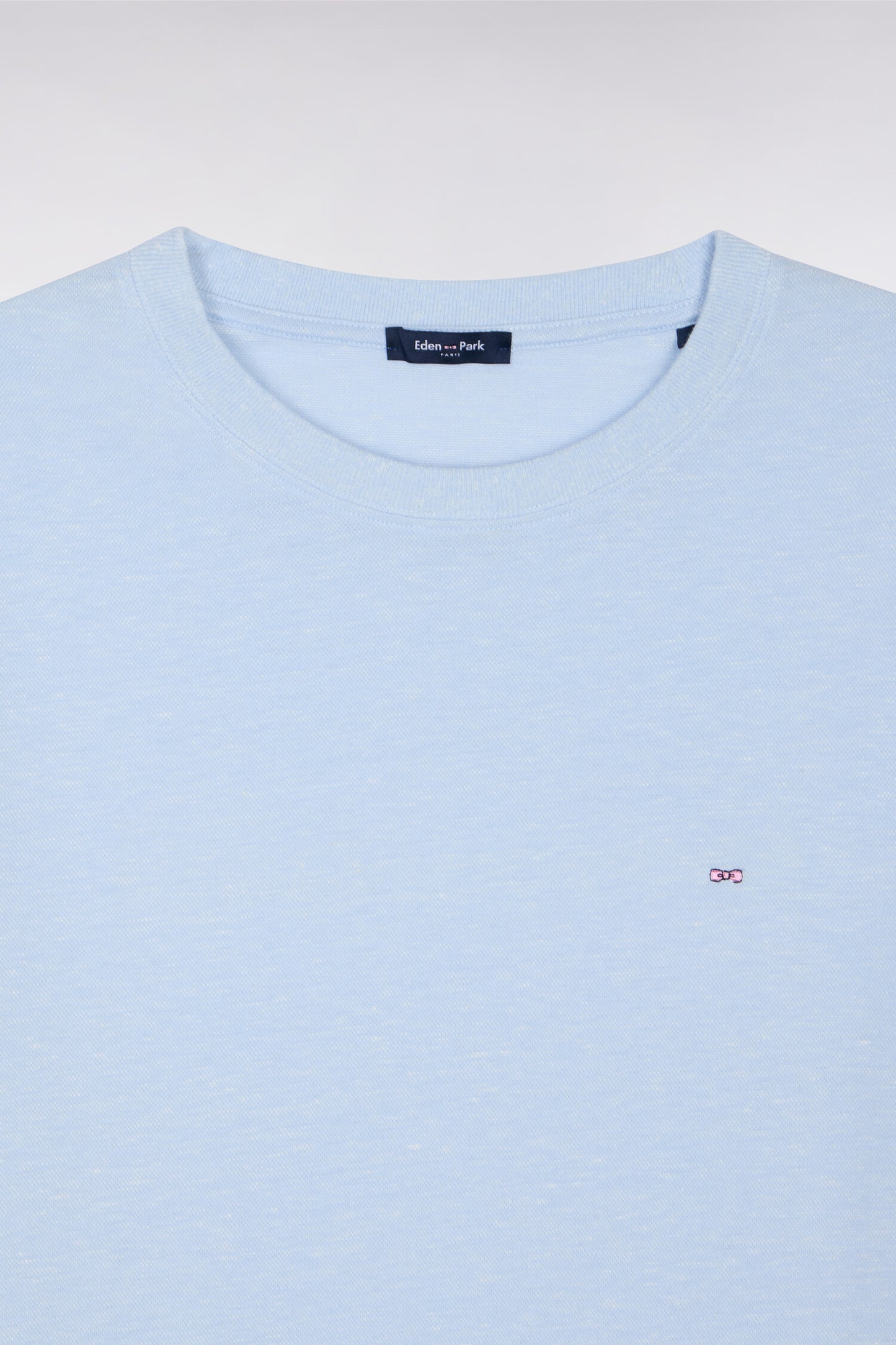 T-shirt à manches courtes en coton et lin ciel coupe regular