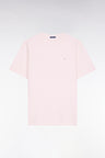 T-shirt à manches courtes en coton et lin rose coupe regular