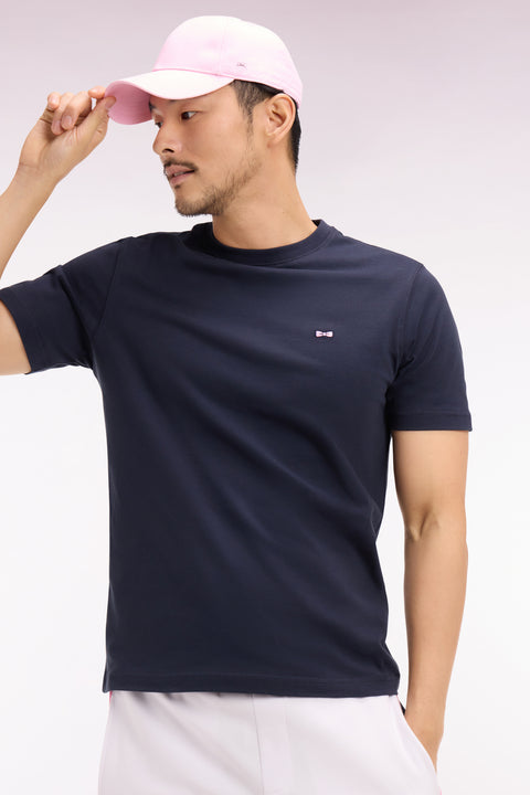 T-shirt à manches courtes marine sérigraphié coupe regular - Image 1