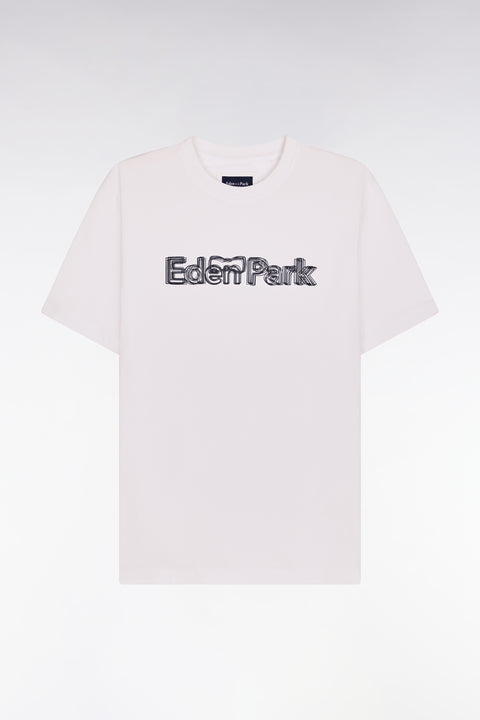 T-shirt à manches courtes en coton blanc sérigraphié coupe regular - Image 2