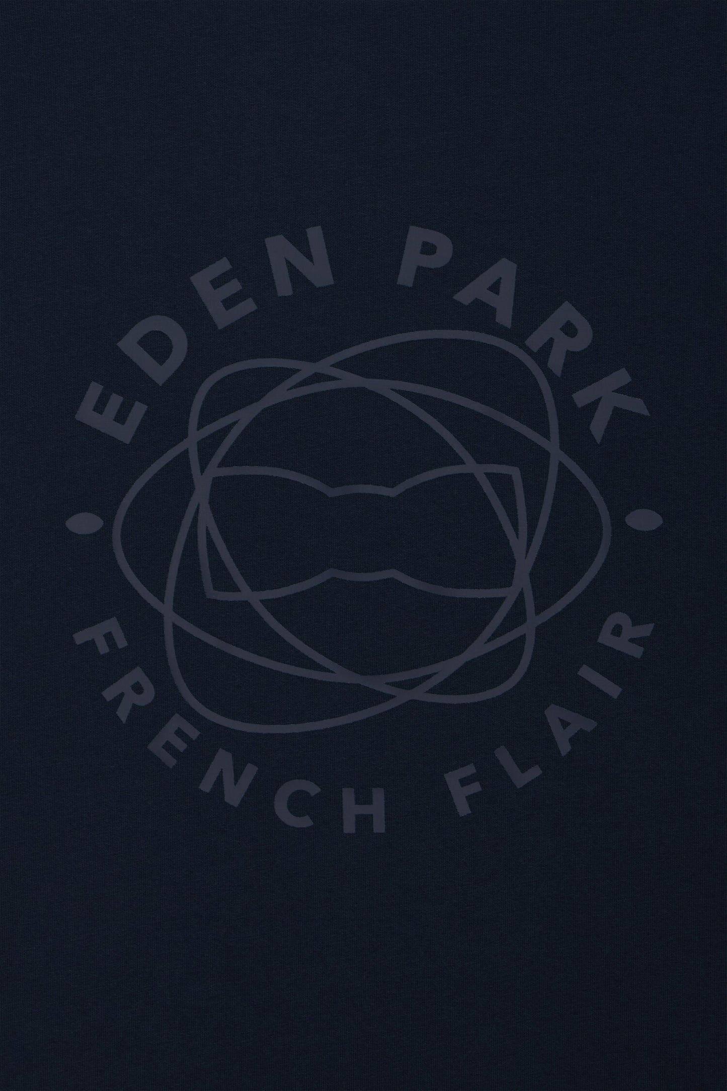 Short-sleeved T-shirt in navy screen-printed cotton, regular fit