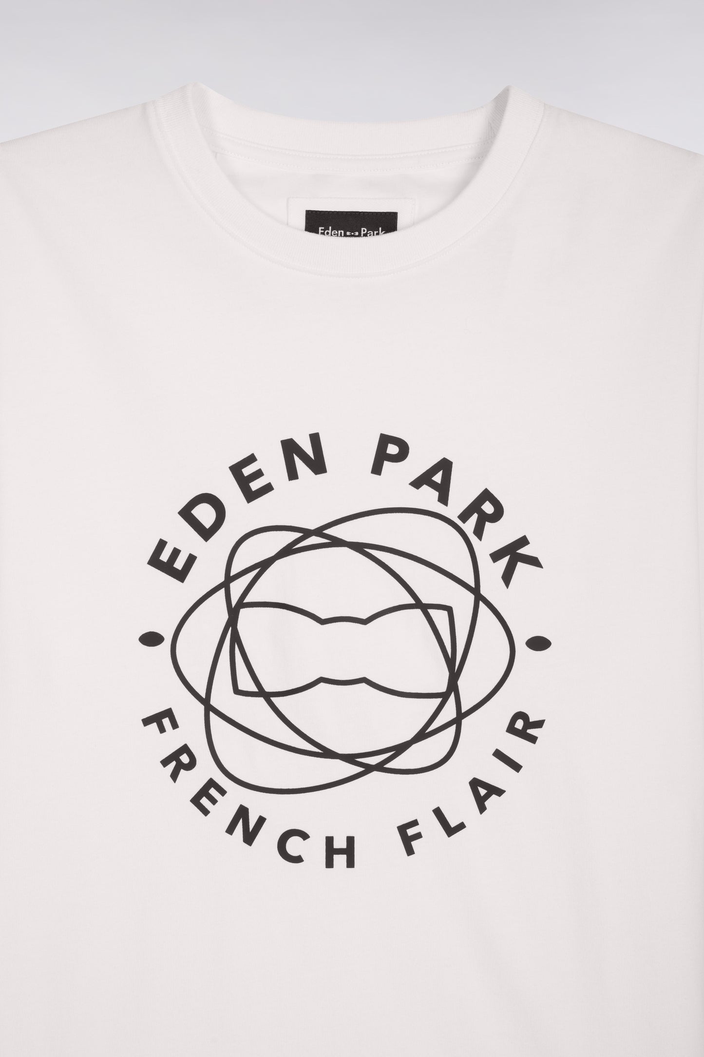 Short-sleeved T-shirt in regular-fit ecru screen-printed cotton