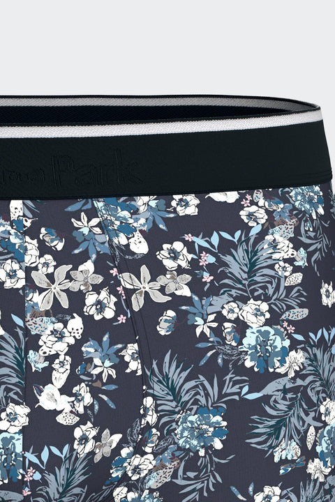 Boxer en jersey de coton stretch marine à motif floral - Image 2