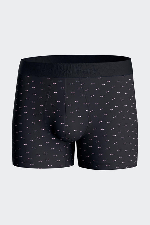 Stretch cotton jersey boxer shorts with navy bow tie micropatterns - Image 1