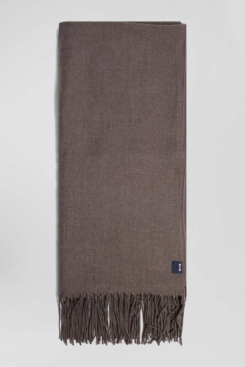 Brown fringed plain scarf - Image 3