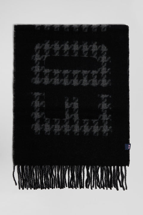 Black mixed wool scarf with Eden Park jacquard lettering - Image 3