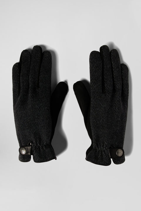 Men's black leather gloves - Image 1