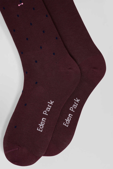 Set of 2 pairs of plain burgundy stretch cotton socks - Image 3
