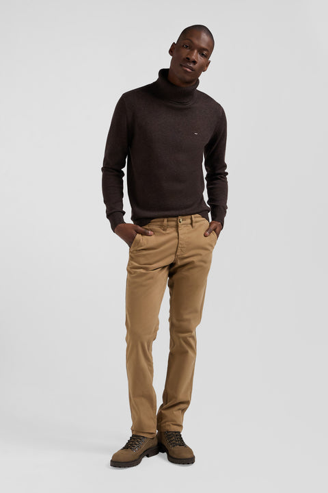 Regular brown chino trousers in stretch cotton gabardine - Image 3