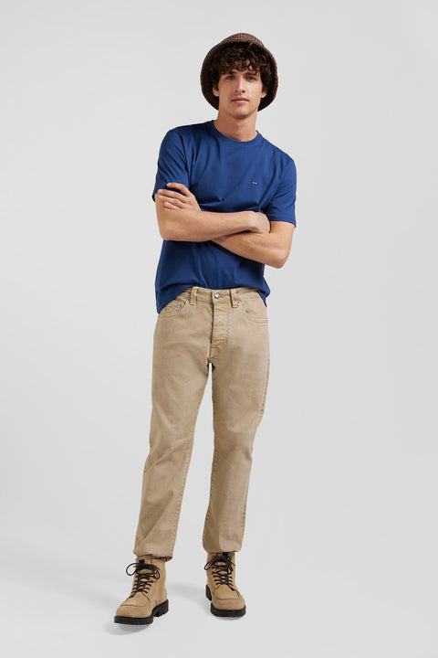 Regular hemp-coloured stretch cotton 5-pocket trousers - Image 3